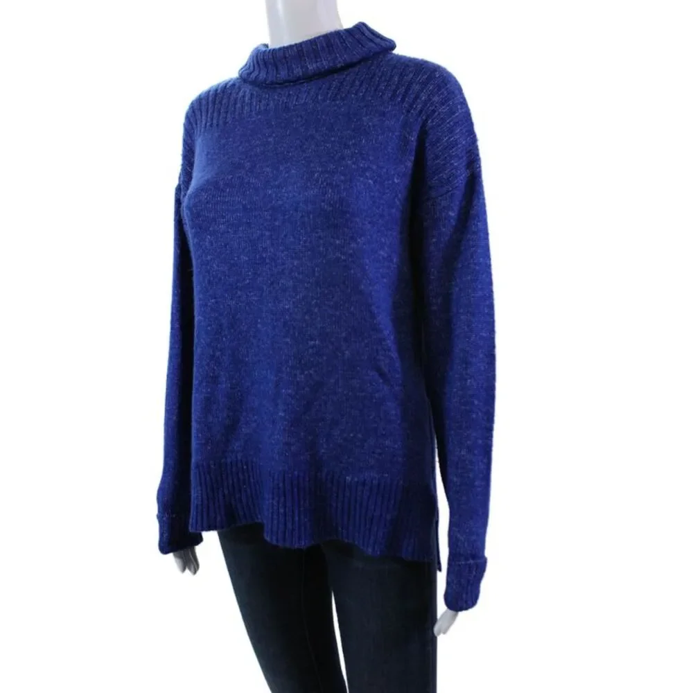 Renuar Womens Long Sleeves Turtleneck Sweater Lapis Blue Size Extra Large